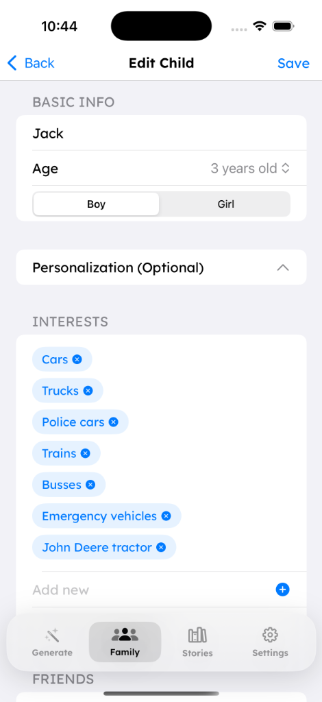 Create Profile Screen
